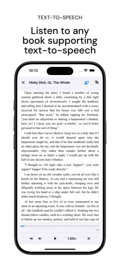 Fablum text-to-speech controls and highlighted text on iPhone